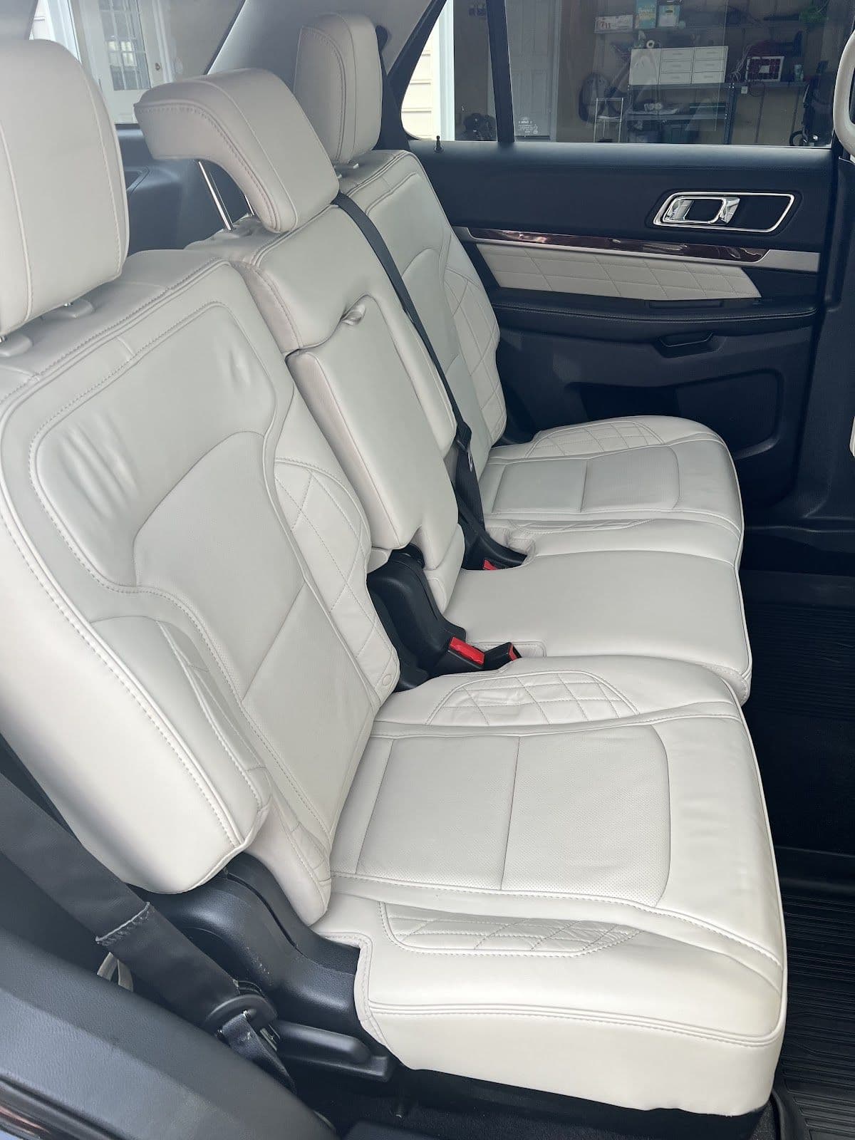White leather SUV interior after full detail — customer review photo