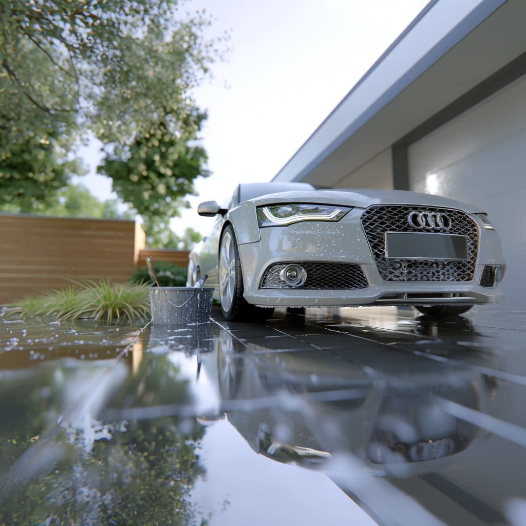Clean car exterior with a glossy finish after a careful wash